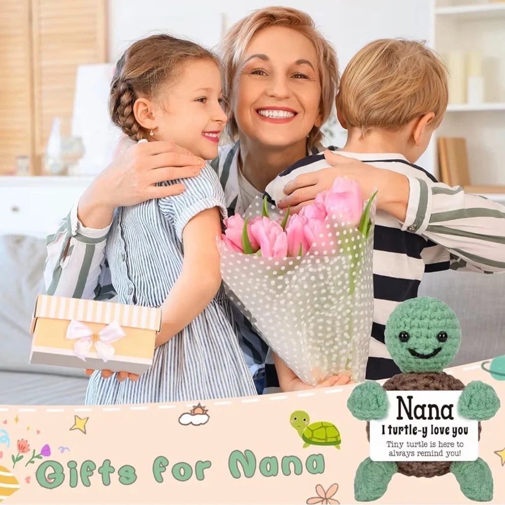 Mini Funny Turtle Mothers Day Nana Gifts from Grandkids, Handmade Crochet Turtle